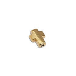 GOLD 9.8 x 7MM Cross bead with vertical hole for 1.5mm 9.8 x 7MM Cross bead with vertical hole for 1.5mm