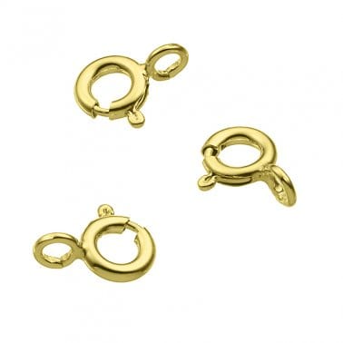 3 Micron Gold Plated 925 Sterling Silver 5mm Spring Ring Clasps Sterling silver 5mm spring ring clasps, nickel free, anti-tarnish protection