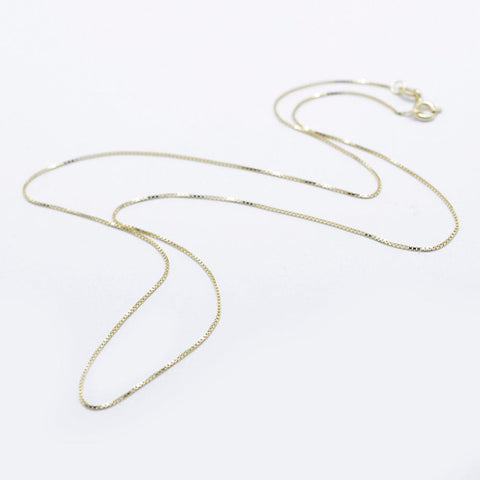 925 Sterling Silver Box Chain Necklaces, Carved 925, Golden 45cm 925 Sterling Silver Box Chain Necklaces, Carved 925, Golden 45cm