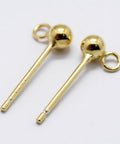 925 Sterling Silver Ear Stud Findings, Golden 14mm 925 Sterling Silver Ear Stud Findings, Golden 14mm