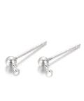 925 Sterling Silver Ear Stud Findings, Silver 14mm 925 Sterling Silver Ear Stud Findings, Silver 14mm