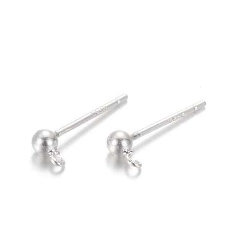 925 Sterling Silver Ear Stud Findings, Silver 14mm 925 Sterling Silver Ear Stud Findings, Silver 14mm