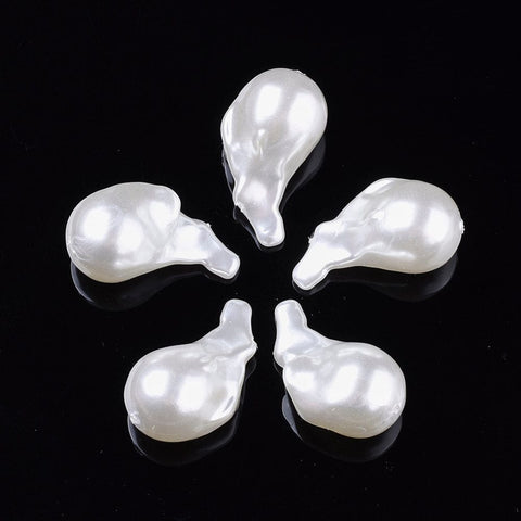 ABS Imitation Pearl Acrylic Beads, Nuggets, Creamy White Size: about 29mm long, 16mm wide, (6 PCS) ABS Imitation Pearl Acrylic Beads, Nuggets, Creamy White Size: about 29mm long, 16mm wide, 14.5mm thick, hole: 1mm