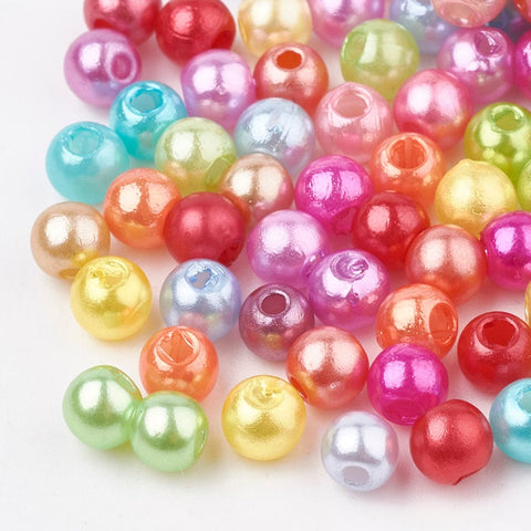 MIX ABS Plastic Beads, Imitation Pearl, Round, 6mm ABS Plastic Beads, Imitation Pearl, Round, 6mm