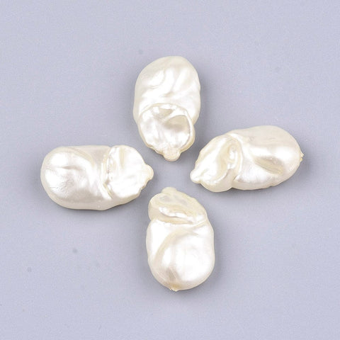 ABS Plastic Imitation Pearl Beads, Nuggets, Creamy White Size: about 27mm long, 16mm wide,(6 PCS) ABS Plastic Imitation Pearl Beads, Nuggets, Creamy White Size: about 27mm long, 16mm wide,(6 PCS)