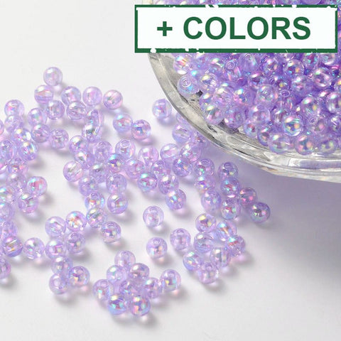 Acrylic Beads, Round, AB Color, 4mm Acrylic Beads, Round, AB Color, 4mm