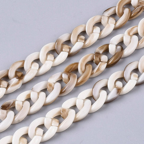 ANTIQUE WHITE Acrylic Handmade Curb Chains, 14x10mm Acrylic Handmade Curb Chains, 14x10mm