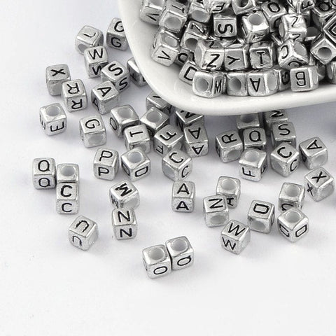 (LE5550MIX) 15GMS +/- 90 PIECES RANDOM MIXED Acrylic Letters, Cube  about 6mm in diameter, 6MM (choose letters) Acrylic Letters, Cube  about 6mm in diameter, 6MM (choose letters)
