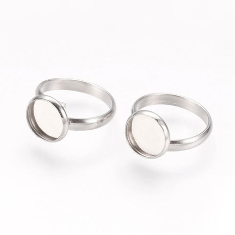 Adjustable 304 Stainless Steel Finger Rings Components, Pad Ring Base Findings Adjustable 304 Stainless Steel Finger Rings Components, Pad Ring Base Findings, Flat Round, Stainless Steel Color Size: about 17mm inner diameter, 3mm wide; tray: 10mm.