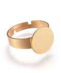 Adjustable 304 Stainless Steel Finger Rings, Pad Ring Base Golden  17mm inner diameter, 3~5.5mm wide Adjustable 304 Stainless Steel Finger Rings Components, Pad Ring Base Findings, Flat Round, Golden Size: about 17mm inner diameter, 3~5.5mm wide, tray: 12mm in diameter, 1mm thick
