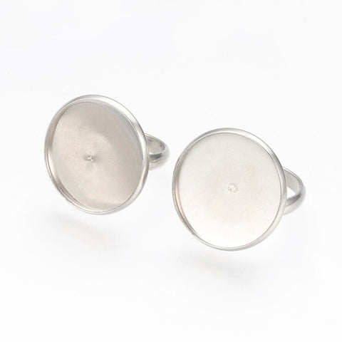 Adjustable 304 Stainless Steel, Pad Ring Base Findings, 17MM Adjustable 304 Stainless Steel Finger Rings Components, Pad Ring Base Findings, Flat Round, Stainless Steel Color Size: about 17mm inner diameter, 3mm wide; tray: 20mm.