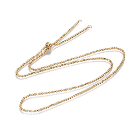 Adjustable 304 Stainless Steel Slider Necklaces, with Slider Stopper Beads, Golden (75.4cm) Adjustable 304 Stainless Steel Slider Necklaces, with Slider Stopper Beads, Golden (75.4cm)