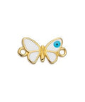 24kt Gold Plated / White with Eye Alloy Butterfly Motif, 17x9mm Alloy Butterfly Motif, 17x9mm