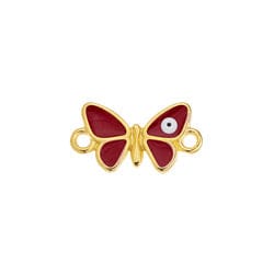 24kt Gold Plated / Red with Eye Alloy Butterfly Motif, 17x9mm Alloy Butterfly Motif, 17x9mm