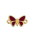 24kt Gold Plated / Red Alloy Butterfly Motif, 17x9mm Alloy Butterfly Motif, 17x9mm
