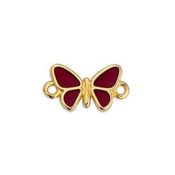 24kt Gold Plated / Red Alloy Butterfly Motif, 17x9mm Alloy Butterfly Motif, 17x9mm