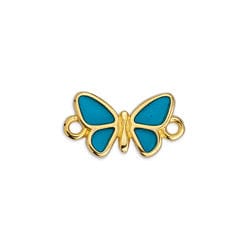 24kt Gold Plated / Turquoise Alloy Butterfly Motif, 17x9mm Alloy Butterfly Motif, 17x9mm