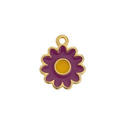 GOLD PLATED / PURPLE / ORANGE Alloy Daisy Pendant, 13x16mm Alloy Daisy Pendant, 13x16mm