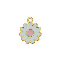 GOLD PLATED / SKY BLUE / PINK Alloy Daisy Pendant, 13x16mm Alloy Daisy Pendant, 13x16mm