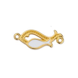 24KT GOLD PLATED / WHITE Alloy Double Fish Connector, 22x9mm Alloy Double Fish Connector, 22x9mm