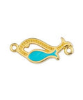 24KT GOLD PLATED / AQUA Alloy Double Fish Connector, 22x9mm Alloy Double Fish Connector, 22x9mm