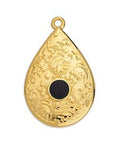 24KT GOLD PLATED / BLACK Alloy Drop with Textured Pattern, 18x27mm Alloy Drop with Textured Pattern, 18x27mm
