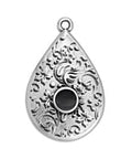SILVER ANTIQUE / BLACK Alloy Drop with Textured Pattern, 18x27mm Alloy Drop with Textured Pattern, 18x27mm