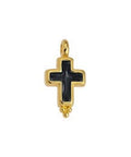 24KT Gold Plated / Black Alloy Ethnic Cross Pendant, 17x9mm Alloy Ethnic Cross Pendant, 17x9mm