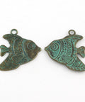Alloy Fish Pendants, Antique Bronze & Green Patina, 33x29mm Alloy Fish Pendants, Antique Bronze & Green Patina, 33x29mm