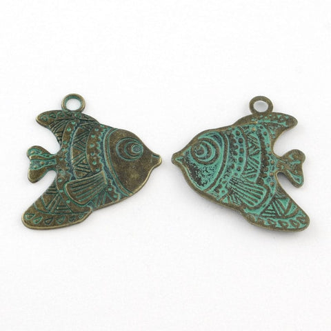Alloy Fish Pendants, Antique Bronze & Green Patina, 33x29mm Alloy Fish Pendants, Antique Bronze & Green Patina, 33x29mm