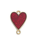 24K GOLD PLATED / RED Alloy Floral Heart Connector, 19x13mm Alloy Floral Heart Connector, 19x13mm