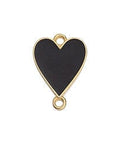 24K GOLD PLATED / BLACK Alloy Floral Heart Connector, 19x13mm Alloy Floral Heart Connector, 19x13mm