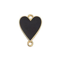 24K GOLD PLATED / BLACK Alloy Floral Heart Connector, 19x13mm Alloy Floral Heart Connector, 19x13mm