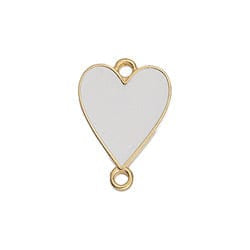 24K GOLD PLATED / WHITE Alloy Floral Heart Connector, 19x13mm Alloy Floral Heart Connector, 19x13mm