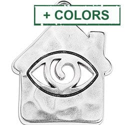 Alloy House Pendant with Eye, Hammered, 35mm Alloy House Pendant with Eye, Hammered, 35mm