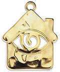 GOLD PLATED Alloy House Pendant with Eye, Hammered, 35mm Alloy House Pendant with Eye, Hammered, 35mm