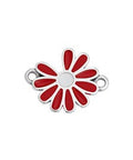 SILVER ANTIQUE / RED Alloy Motif Daisy, 19x15mm Alloy Motif Daisy, 19x15mm