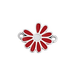 SILVER ANTIQUE / RED Alloy Motif Daisy, 19x15mm Alloy Motif Daisy, 19x15mm