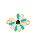 GOLD PLATED / WHITE / BLUE Alloy Motif Daisy, 19x15mm Alloy Motif Daisy, 19x15mm