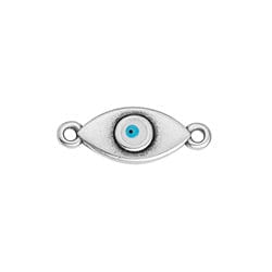 SILVER ANTIQUE / WHITE / BLUE Alloy Motif Eye, 20x7mm Alloy Motif Eye, 20x7mm