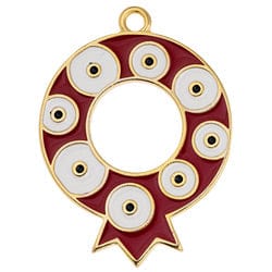 GOLS PLATED / RED Alloy Pomegranate Pendant with Eye Pattern, 30x41mm Alloy Pomegranate Pendant with Eye Pattern, 30x41mm
