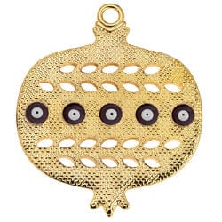 GOLD PLATED / BLACK Alloy Pomegranate Pendant with Eyes, 51x60mm Alloy Pomegranate Pendant with Eyes, 51x60mm