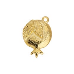 24KT GOLD PLATED Alloy Pomegranate Pendant with Leaf, 14x20mm Alloy Pomegranate Pendant with Leaf, 14x20mm