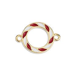Alloy Ring Connector, Red and White, 20x15mm Alloy Ring Connector, Red and White, 20x15mm