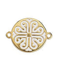 24KT Gold Plated / White Alloy Round Connector, 23x17mm Alloy Round Connector, 23x17mm
