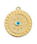 Gold Plated / Aqua Alloy Round Motif with Eye Alloy Round Motif with Eye