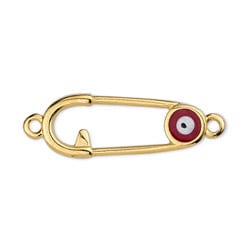 GOLD / RED Alloy Safety Pin Motif with Eye Alloy Safety Pin Motif with Eye