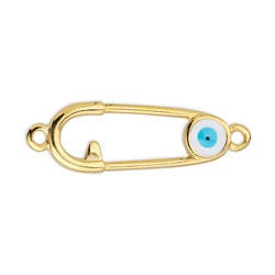 GOLD / LIGHT BLUE Alloy Safety Pin Motif with Eye Alloy Safety Pin Motif with Eye