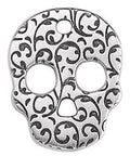 SILVER ANTIQUE Alloy Skull with Floral Pattern, 26x33mm Alloy Skull with Floral Pattern, 26x33mm