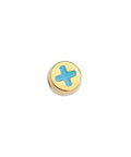 24K Gold Plated / Sky Blue Alloy Slider Cross Bead, 7.2x7.4mm Alloy Slider Cross Bead, 7.2x7.4mm